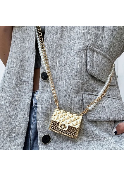 Altın Çanta Stili Süper Mini Kadın Çanta En Inci Sapanlar Altın Kutu Mini Crossbody Çanta Wome Için Moda Çanta Zinciri Omuz Lüks Çanta (Yurt Dışından) fiyatları