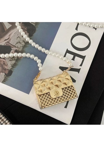 Altın Çanta Stili Süper Mini Kadın Çanta En Inci Sapanlar Altın Kutu Mini Crossbody Çanta Wome Için Moda Çanta Zinciri Omuz Lüks Çanta (Yurt Dışından) fırsatları