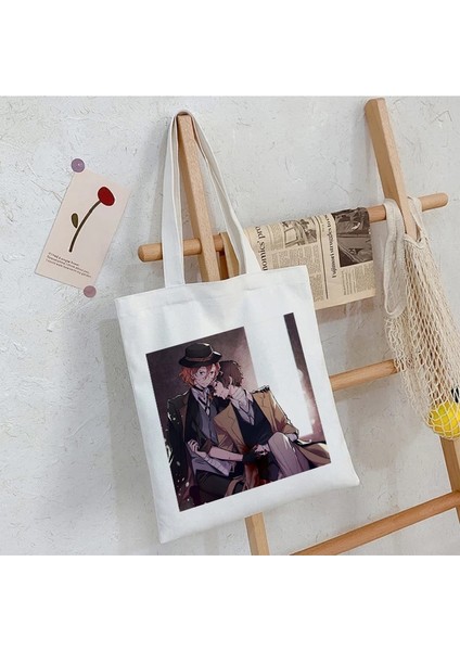 BAI09 Stili Bungou Stray Dogs Osamu Dazai Japan Anime Canvas Bag Large Harajuku Gothic Famale Shopper Bag Casual Vintage Women Shoulder Bags (Yurt Dışından)
