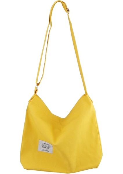 Sarı Stil Retro Trend Bayan Messenger Çanta Büyük Kapasiteli Tuval Alışveriş Çantası Edebiyat Tüm Maç Omuz Çantası Basit Öğrenci Çanta (Yurt Dışından)