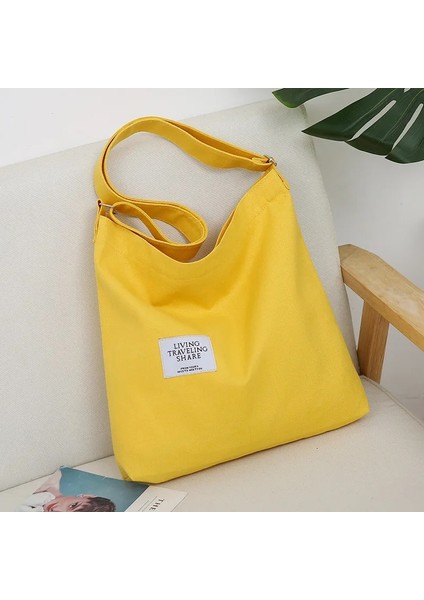 Sarı Stil Retro Trend Bayan Messenger Çanta Büyük Kapasiteli Tuval Alışveriş Çantası Edebiyat Tüm Maç Omuz Çantası Basit Öğrenci Çanta (Yurt Dışından) fırsatları