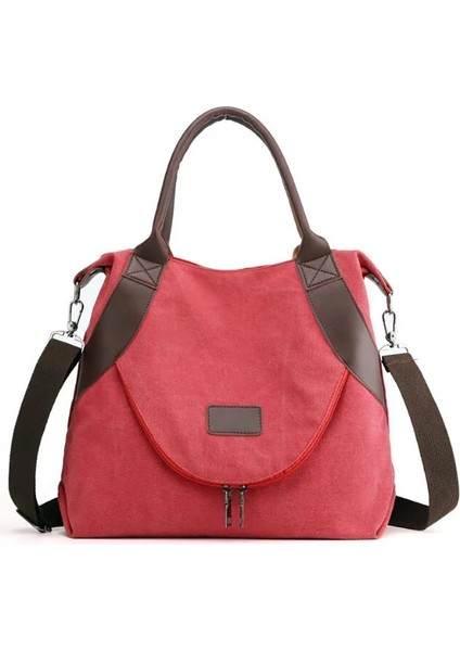 Kırmızı-2 Tarzı 2020 Kadın Çantası Büyük Büyük Kapasiteli Kadın Casual Tote Çanta Kadın Omuzdan Askili Çanta Tuval Crossbody Bayan El Çantaları Alışveriş Çantası (Yurt Dışından)