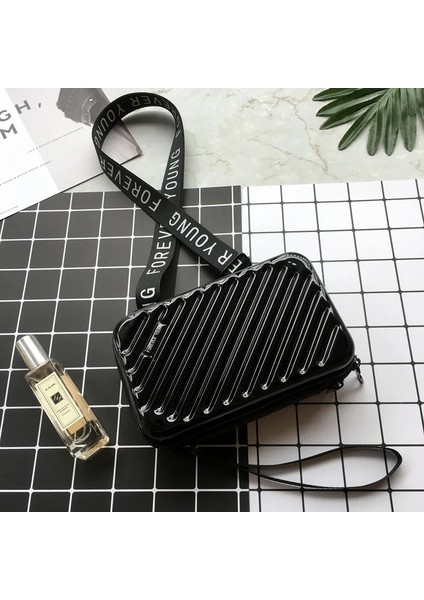Gümüş-Çizgi Stili Wome Için Lüks El Çantaları Yeni Bavul Şekli Tote Kadınlar Ünlü Debriyaj Çanta Mini Kutu Çanta Moda Mini Bagaj Çantası (Yurt Dışından)