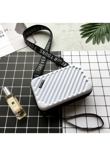 Gümüş-Çizgi Stili Wome Için Lüks El Çantaları Yeni Bavul Şekli Tote Kadınlar Ünlü Debriyaj Çanta Mini Kutu Çanta Moda Mini Bagaj Çantası (Yurt Dışından)