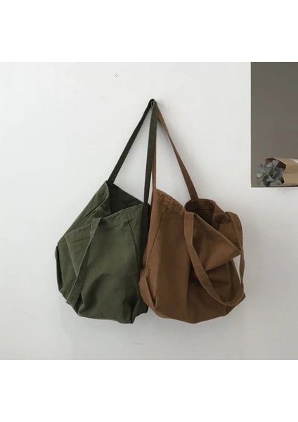 Yeşil Stil Moda Kadın Kanvas Omuz Alışveriş Çantası Pamuklu Bez Büyük Kapasiteli Öğrenciler Bayan Çanta Eko Kumaş Bez Alışveriş Çantaları (Yurt Dışından) modelleri