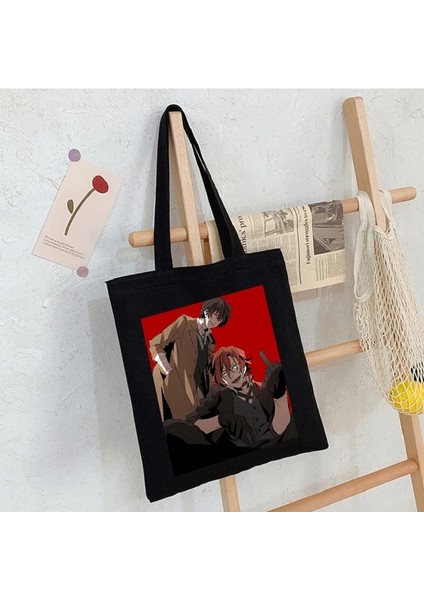 HEI010 Stili Bungou Stray Dogs Osamu Dazai Japan Anime Canvas Bag Large Harajuku Gothic Famale Shopper Bag Casual Vintage Women Shoulder Bags (Yurt Dışından)