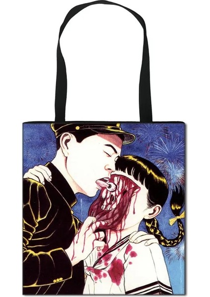 STDMANGA07 Stili 39CM x 39CM H Manga Tote Çanta Kadın Çanta Moda Omuz Çantası Seyahat Bayanlar Için Taşınabilir Büyük Kapasiteli Alışveriş Çantaları (Yurt Dışından)