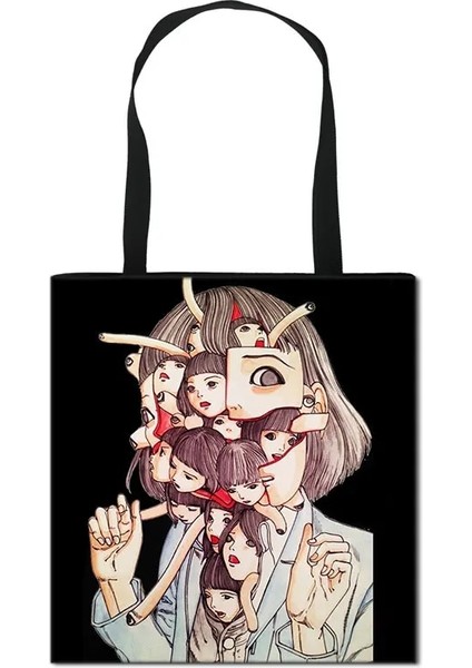 STDMANGA07 Stili 39CM x 39CM H Manga Tote Çanta Kadın Çanta Moda Omuz Çantası Seyahat Bayanlar Için Taşınabilir Büyük Kapasiteli Alışveriş Çantaları (Yurt Dışından)