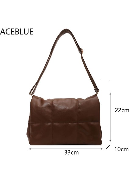 Mavi Stil 33X10X22 cm Vintage Luxury Designer Totes Large Capacity Pu Leather Crossbody Handbag Women Solid Color Quilted Shoulder Messenger Bag (Yurt Dışından)