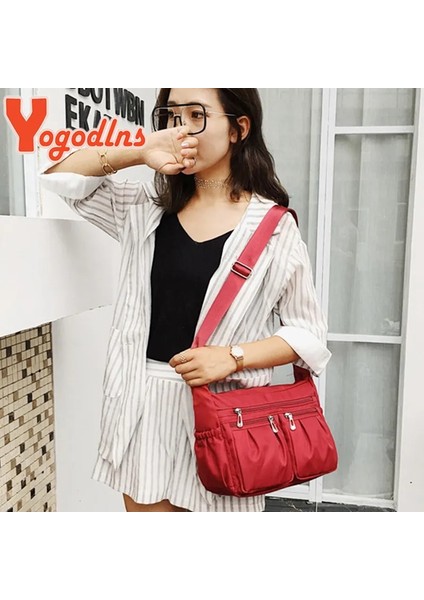Stil1 Kırmızı Stil Yogodlns Moda Kadın Omuz Askılı Çanta Su Geçirmez Naylon Oxford Crossbody Çanta Çanta Büyük Kapasiteli Seyahat Çantaları Çanta (Yurt Dışından) indirimleri
