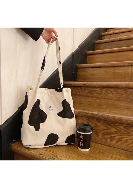 Inek Tarzı 36X12X33CM Womeorduroy Için Çantalar Omuz Çantası Yeniden Kullanılabilir Alışveriş Çantaları Günlük Bez Bayan Çanta Belirli Sayıda (Yurt Dışından)