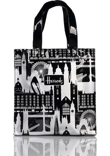 Mor Tarzı Eco Friendly Flower Tote Shopping Bag Reusable Waterproof Pvc Shoulder Bag London Style Handbag For Women Luopper Bag (Yurt Dışından)
