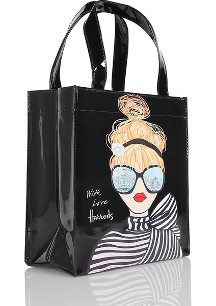 Mor Tarzı Eco Friendly Flower Tote Shopping Bag Reusable Waterproof Pvc Shoulder Bag London Style Handbag For Women Luopper Bag (Yurt Dışından)