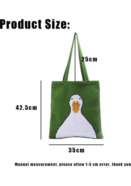 Mavi Ördek Tarzı Yoreai Kadınlar Örgü Omuz Çantaları Sevimli Ördek Bayanlar Karikatürler Çanta Rahat Tote Edebi Bookbag Yün Kızlar Için Alışveriş Çantası (Yurt Dışından)