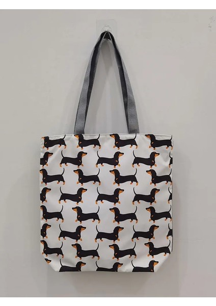 HL1247 Kedi Stili Karikatür Sevimli Dachshund Baskılı Çanta Kadın Yüksek Kapasiteli Seyahat Omuz Çantası Hayvan Alışveriş Çantası Bayanlar Yeniden Kullanılabilir Bakkal Çantası (Yurt Dışından) indirimleri