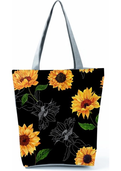 HL0153 Tarzı Miyahouse Çiçek Baskılı Çanta Kadın Omuz Çantası Kanvas Yaz Plaj Çantası Günlük Kullanım Kadın Alışveriş Çantası Bayan Tüm Maç Eko (Yurt Dışından)