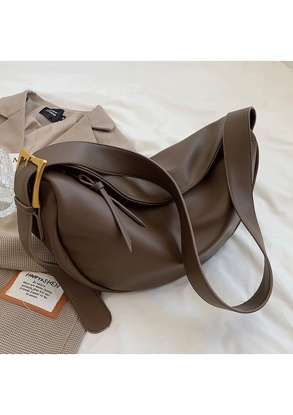 Bej Tarzı W38CM H18CM THK9CM Crossbody Bags For Women Large Capacity Luxury Handbags Solid Soft Shoulder Bags Female Casual Travel Hobos Bag Vintage Sac New (Yurt Dışından) fırsatları
