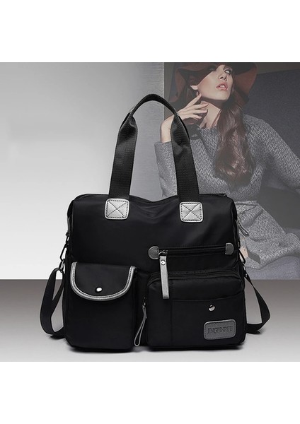 Stil 1-Siyah Stil Gusure Kadın Çok Cepler Omuz Çantası Yeni Moda Taşınabilir Açık Seyahat Fermuar Çok Fonksiyonlu Büyük Kapasiteli Çanta (Yurt Dışından)