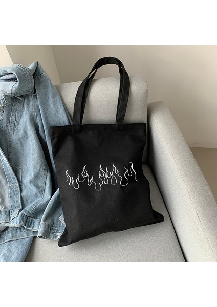 No.6 Tarzı 35X40CM Japon Koyu Alışveriş Çantası Gotik Dalgalar Y2K Kanvas Çanta Eğlenceli Karikatür Büyük Kapasiteli Ulzzang Kadın Çantası Harajuku Kadın Omuz Çantaları (Yurt Dışından) modelleri