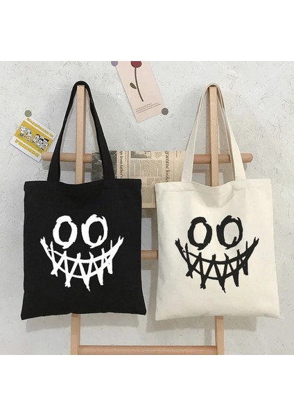 No.6 Tarzı 35X40CM Japon Koyu Alışveriş Çantası Gotik Dalgalar Y2K Kanvas Çanta Eğlenceli Karikatür Büyük Kapasiteli Ulzzang Kadın Çantası Harajuku Kadın Omuz Çantaları (Yurt Dışından) fırsatları