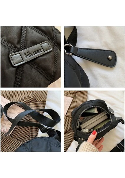 Siyah Stil 2022 Kadın Naylon Kapitone Ferah Siyah Çanta Lady Sevimli Kış Trendleri Akıllı Telefon Temel Taşınabilir Fermuarlı Gündelik Crossbody Çanta (Yurt Dışından) modelleri