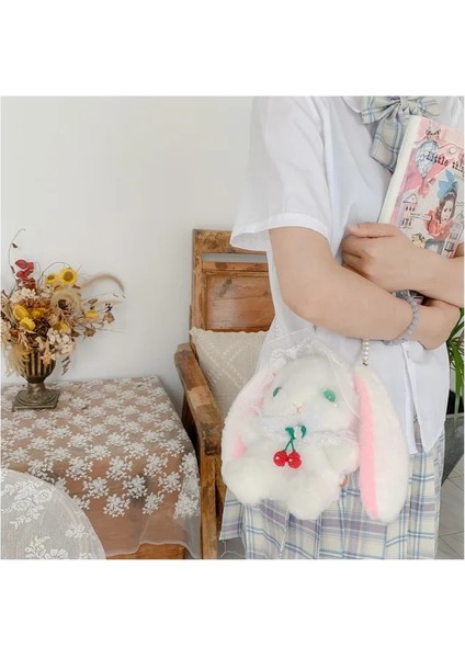 Purple Pearl Style Kızlar Için Yeni Japon Lolita Omuz Çantaları Cosplay Peluş Dantel Lop Kulak Tavşan Inci Messenger Çanta Küçük Oyuncak Telefon Para Çantası (Yurt Dışından) modelleri