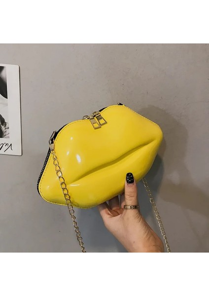 Sarı Stil Bags For Wome Lip Messenger Bag Tote Bag Solid Zip Shoulder Bags Messenger Bag Phone Coin Bag Clutch Bolsas Feminina Saco (Yurt Dışından)