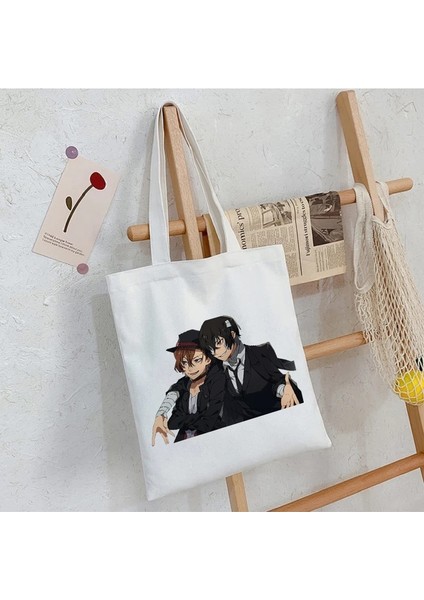 BAI011 Stili Bungou Stray Dogs Osamu Dazai Japan Anime Canvas Bag Large Harajuku Gothic Famale Shopper Bag Casual Vintage Women Shoulder Bags (Yurt Dışından)