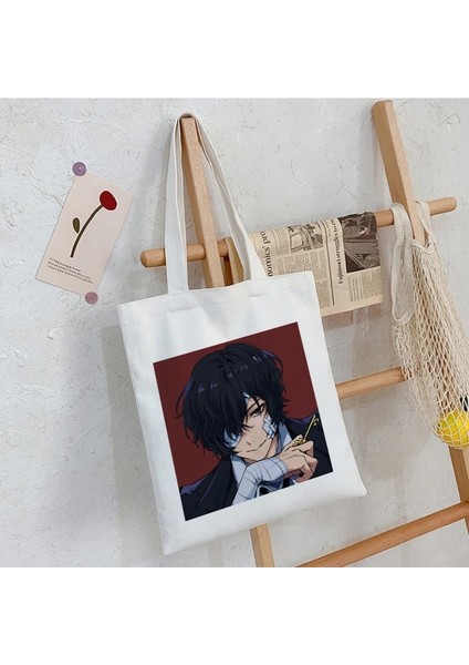 BAI04 Stili Bungou Stray Dogs Osamu Dazai Japan Anime Canvas Bag Large Harajuku Gothic Famale Shopper Bag Casual Vintage Women Shoulder Bags (Yurt Dışından)