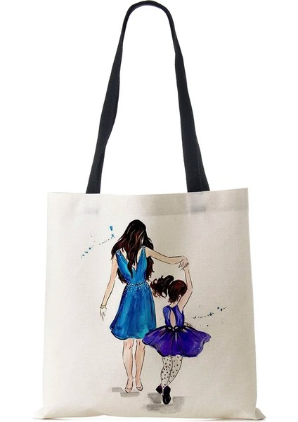 No.13 Tarzı Sevimli Karikatür Süper Mama Baskı Keten Tote Çanta Yeniden Kullanılabilir Omuz Çantaları Anne ve Bebek Katlanır Kadın Rahat Çanta Bayan Kumaş Kılıf (Yurt Dışından)