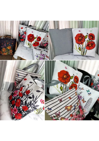 1130B Stili Miyahouse Çiçek Baskılı Çanta Kadın Omuz Çantası Kanvas Yaz Plaj Çantası Günlük Kullanım Kadın Alışveriş Çantası Bayan (Yurt Dışından) modelleri