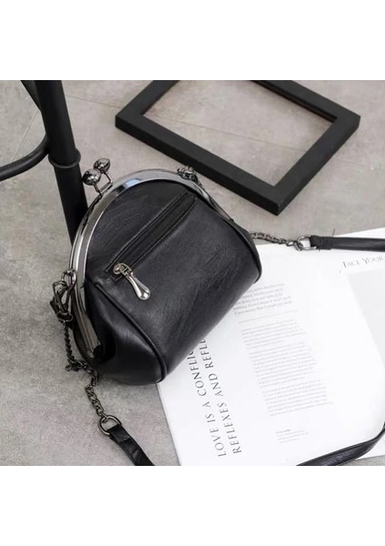 Qiuming Shop Kadın Çantası 3 Tarzı 18CMX15CMX5CM Yeni Bağbozumu Iki Saplı Kabuk Kilit Çanta Çanta Zincir Kadın Omuz Crossbody Çanta Pu Deri Tote Kadın Çanta Çantalar (Yurt Dışından)