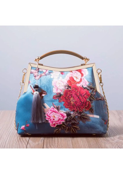 Qiuming Shop Kadın Çantası 1 Tarzı 22CMX16CMX5CM Vintage Tasarımcı Kilit Kabuk Çanta Saf El Yapımı Çanta Saçak Zincir Kadın Omuz Crossbody Çanta Lady Kadın Çanta Iyi Çanta (Yurt Dışından)