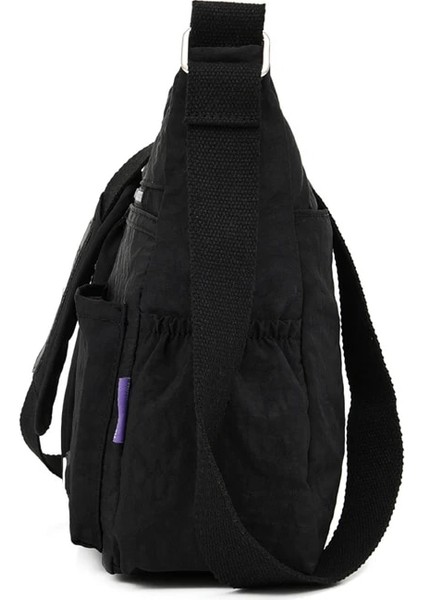 Sıcak Pembe Tarzı Moda Kadın Naylon Omuz Çantaları Çok Fermuarlı Cep Postacı Çantaları Su Geçirmez Crossbody Çanta Üst Saplı Satchel Çanta Tote (Yurt Dışından)