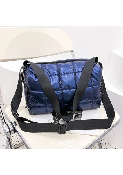 Mavi Stil 32CM x 20CM x 14CM Kontrol Kabarık Tote Çanta Çapraz Vücut Uzay Ped Pamuk Aşağı Omuz Çantaları Kadınlar Için Yeni Çanta Büyük Kapasiteli Kadın (Yurt Dışından)
