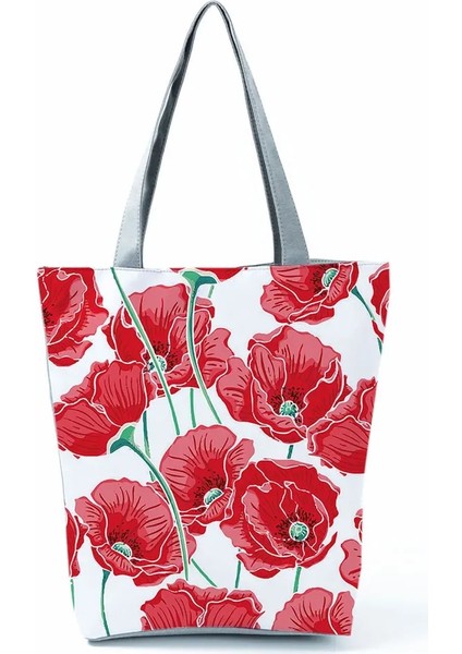 HL0658 Stili Butterfly Printed Cartoon Handbag Classic Floral High Capacity Foldable Shopping Bag Storage Reusable Women Shoulder Bag (Yurt Dışından)