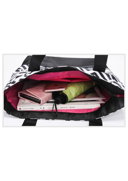 Yeşil Stil Moda Rahat Bayanlar Naylon Çanta Mektup Deseni Omuz Çantası Büyük Kapasiteli Su Geçirmez Üst Saplı Çantalar (Yurt Dışından) indirimleri