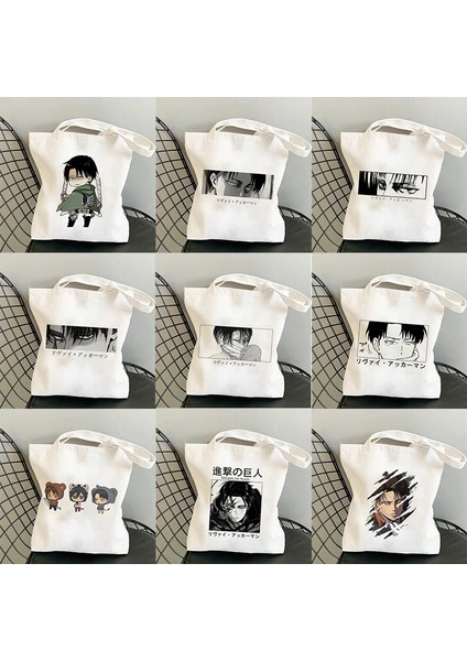 B125R Stili Japon Anime Levi Titan Bez Çanta Shopper Baggeki Hiçbir Kyojin Alışveriş Çantası Omuz Çantası Kanvas Çanta Yeniden Kullanılabilir (Yurt Dışından)