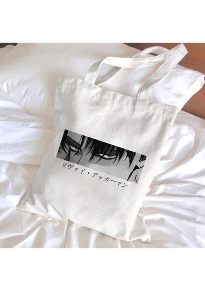 B125R Stili Japon Anime Levi Titan Bez Çanta Shopper Baggeki Hiçbir Kyojin Alışveriş Çantası Omuz Çantası Kanvas Çanta Yeniden Kullanılabilir (Yurt Dışından)
