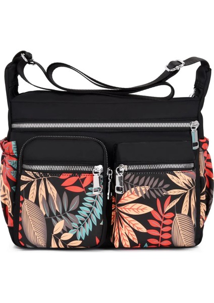 No.3 Tarzı Geestock Kadın Crossbody Çanta Su Geçirmez Naylon Çiçek Omuz Messenger Çanta Rahat Üst-Sap Bayan Çanta Seyahat Tote (Yurt Dışından)