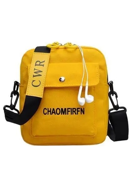 Sarı Stil Çanta Ins Kanvas Çanta Küçük Kare Crossbody Omuz Çantası Kore Tarzı Öğrenci Çok Yönlü Kadın Çantası Mektup Baskılı Kadın Çantası (Yurt Dışından)