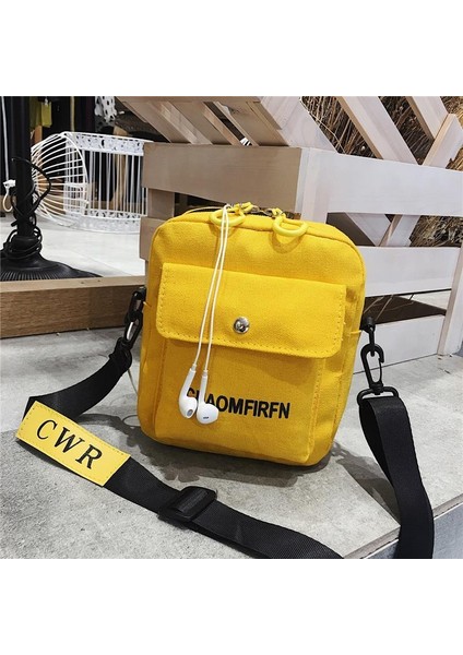 Sarı Stil Çanta Ins Kanvas Çanta Küçük Kare Crossbody Omuz Çantası Kore Tarzı Öğrenci Çok Yönlü Kadın Çantası Mektup Baskılı Kadın Çantası (Yurt Dışından) modelleri