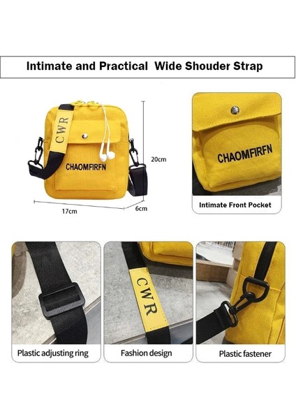 Sarı Stil Çanta Ins Kanvas Çanta Küçük Kare Crossbody Omuz Çantası Kore Tarzı Öğrenci Çok Yönlü Kadın Çantası Mektup Baskılı Kadın Çantası (Yurt Dışından) indirimleri