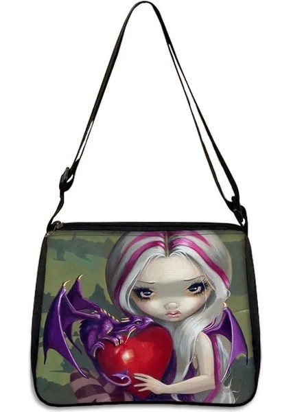 YXBGOTHIC13CW Stili 25CMX30CM Gotik Kız Kafatası Kadın Çantaları Yüksek Li Kadın Büyük Kapasiteli Çanta Messenger Çanta Bayanlar Omuz Çantaları (Yurt Dışından)