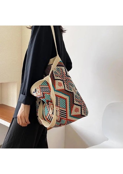 C Tarzı Stil Lady Örgü Çingene Bohemian Boho Aztek Bez Çanta Kadın Tığ Yün Açık Alışveriş Üst Saplı Çanta 2021KADIN Günlük Çanta (Yurt Dışından) fiyatları