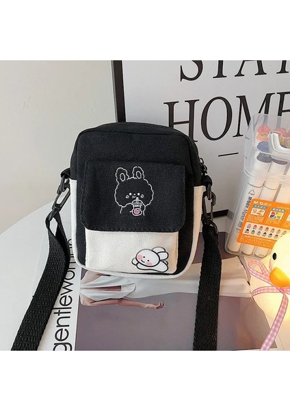 Mavi Stil Kolye ile Tuval Omuz Kadın Çantası Küçük Kore Moda Messenger Crossbody Çanta Kız Öğrenciler Için Pamuklu Bez Kadın Çanta Bolsas (Yurt Dışından) fırsatları