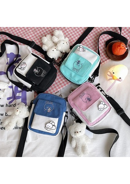 Mavi Stil Kolye ile Tuval Omuz Kadın Çantası Küçük Kore Moda Messenger Crossbody Çanta Kız Öğrenciler Için Pamuklu Bez Kadın Çanta Bolsas (Yurt Dışından) indirimleri