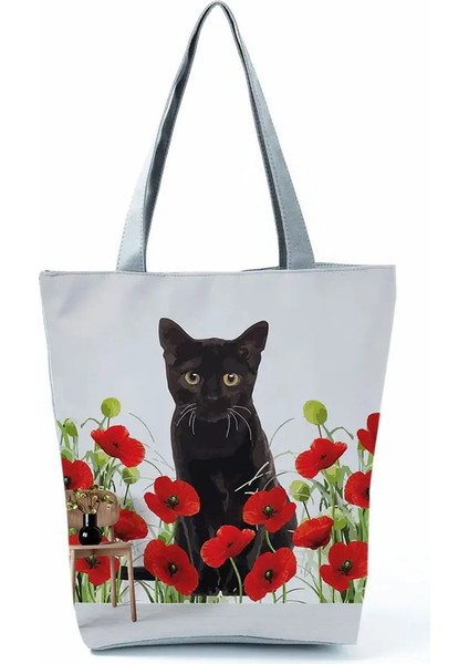 HL1305 Stili Butterfly Printed Cartoon Handbag Classic Floral High Capacity Foldable Shopping Bag Storage Reusable Women Shoulder Bag (Yurt Dışından)