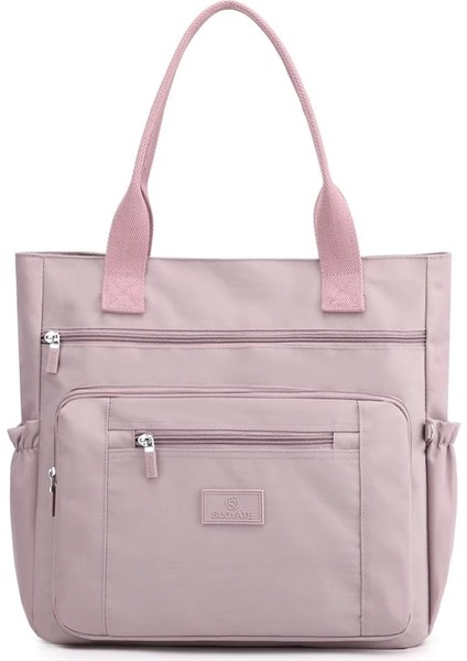 Açık Mor Tarzı 2021 Yeni Moda Messenger Çanta Kadın Omuz Çantası Naylon Çanta Büyük Kapasiteli Moda Kadın Tote Alışveriş Çantası (Yurt Dışından)