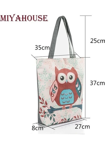 1276E Style Çiçek ve Baykuş Baskılı Kadın Günlük Tote Bayan Günlük Kullanım Bayan Alışveriş Çantası Bayan Tek Omuz Çanta Basit Plaj Çantası (Yurt Dışından) fırsatları